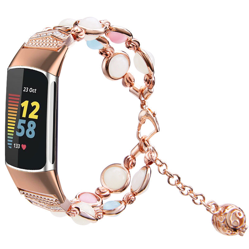 For Fitbit Charge 3 4 Beads Decor Metal Watch Strap Noctilucent Luminous Wrist Band Bracelet Replacement For Fitbit Charge 3 4 Beads Decor Metal Watch Strap Noctilucent Luminous Wrist Band Bracelet Replacement